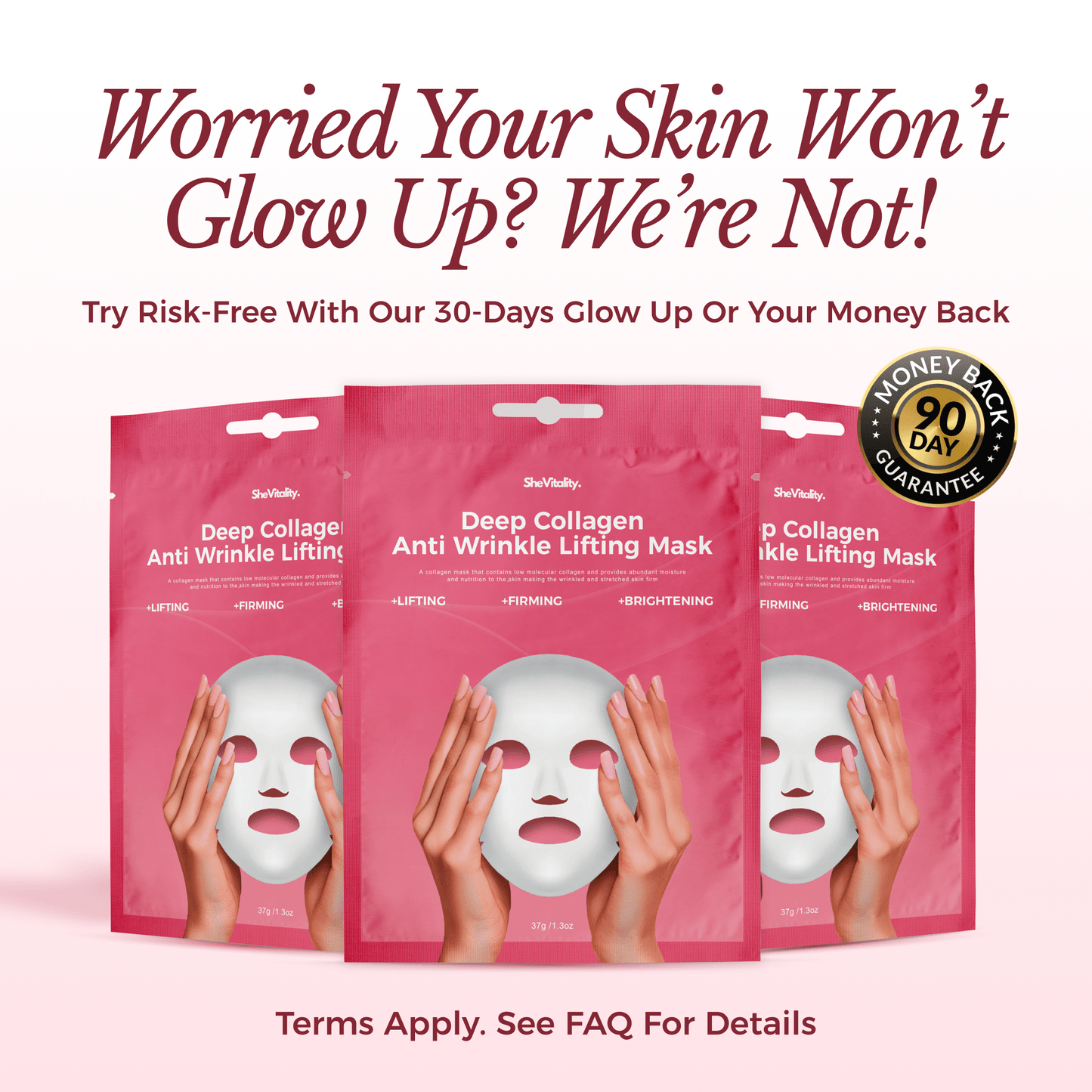 Collagen Glow Up Mask 2.0 - 90 Day Supply (8 Masks + 4 FREE!)